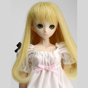 娃娃眼珠 Parabox point tail long hair cream yellow